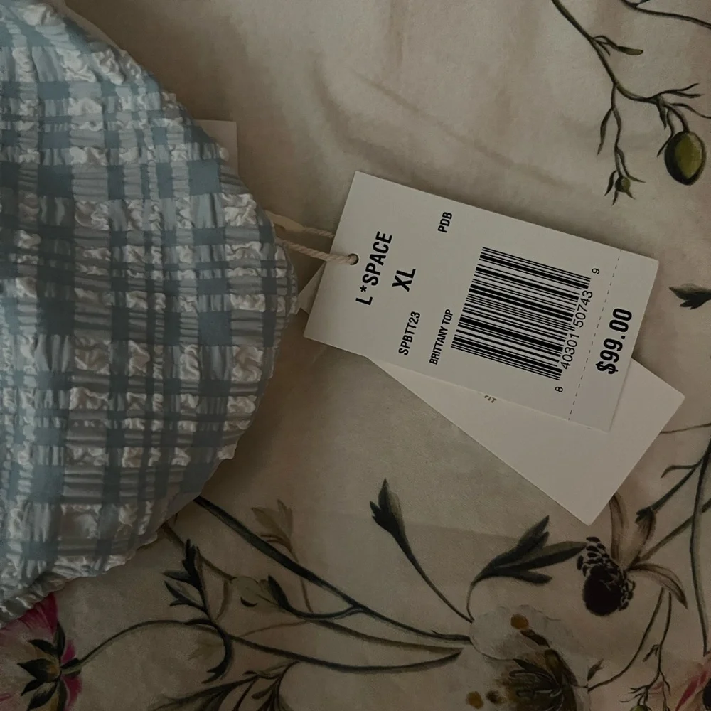 NWT L space  Lennox Bikini Bottom  and Brittany Bikini Top— Powder Blue Gingham